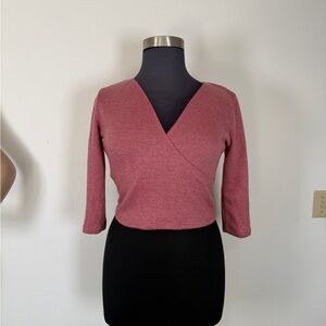 Vixen by Micheline Pitt Dusty Rose V-Neck metallic  Top